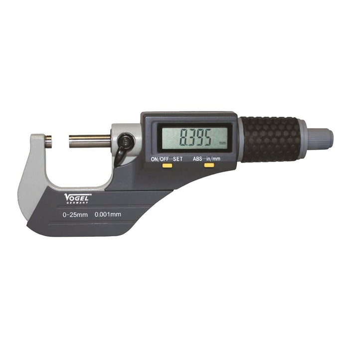 Vogel Micrómetro electrónico digital DIN 863, IP40, Capacidad 0:25 mm