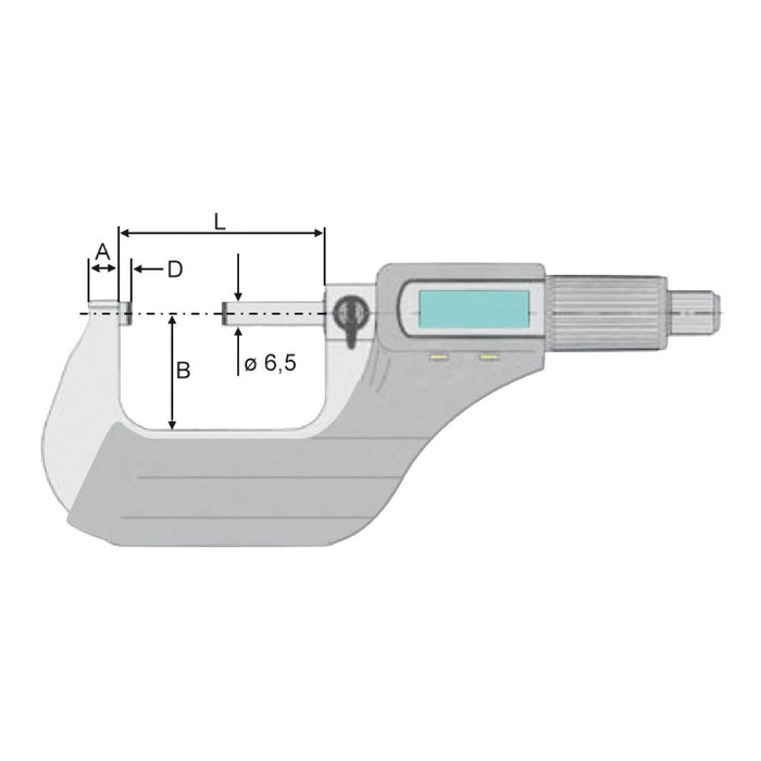 Vogel Micrómetro electrónico digital DIN 863, IP40, Capacidad 0:25 mm