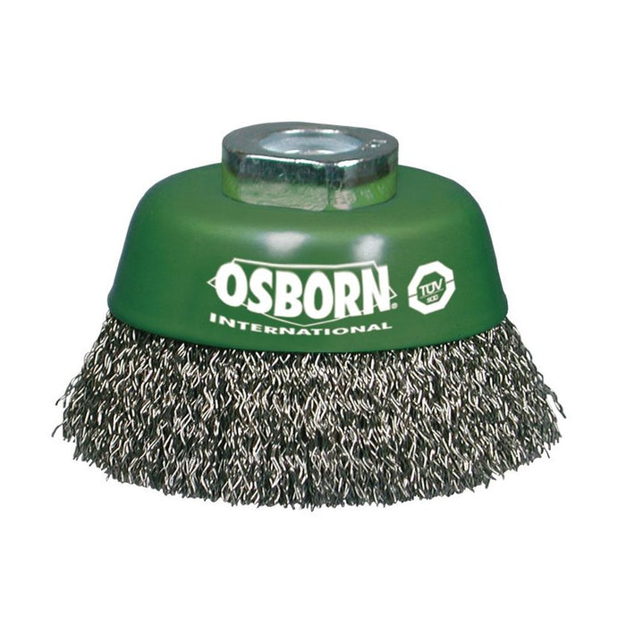 Osborn Cepillo taza acero de alambre ondulado con tuerca M14 y filamento Ø 0.30 mm (75x23 )