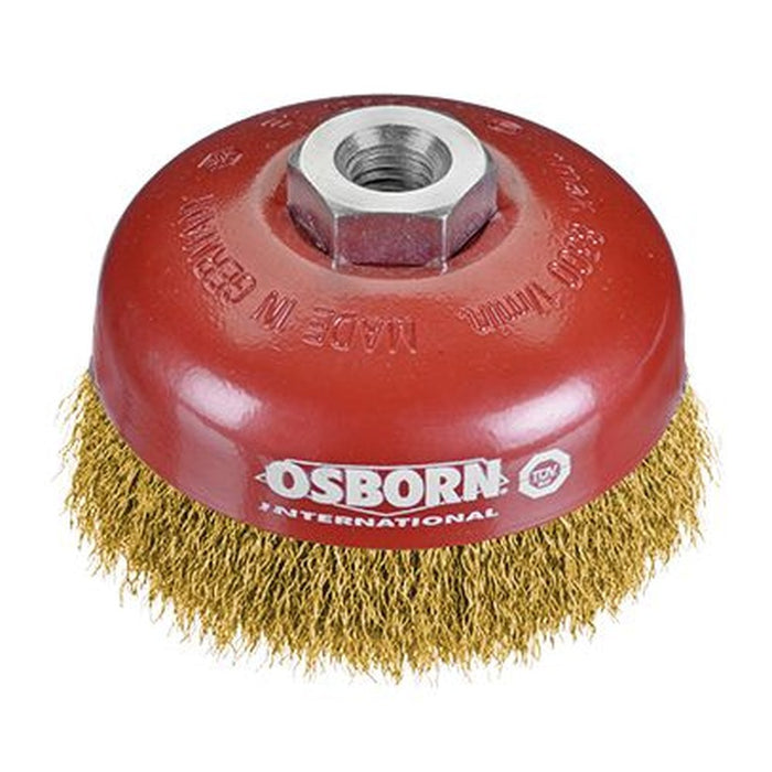 Osborn Cepillo taza acero latonado ondulado tuerca M14 y filamento Ø 0.30 mm (80x30)