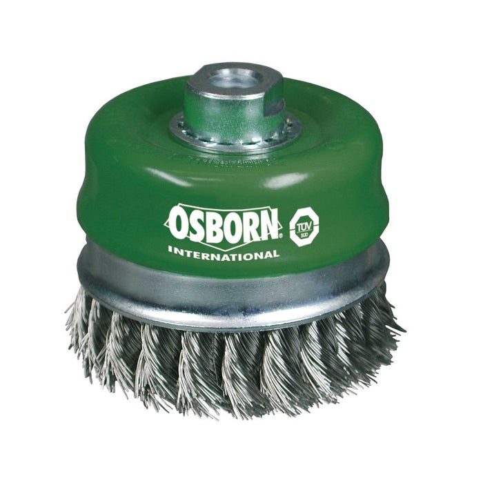 Osborn Cepillo taza inox de alambre trenzado con tuerca M14 y filamento Ø 0.50 mm (80x(25+25) )