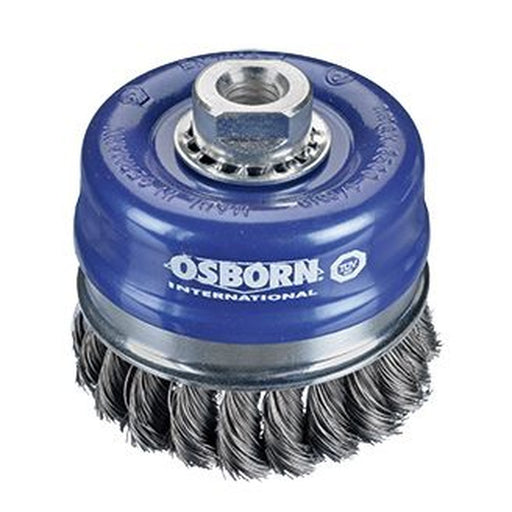 Osborn Cepillo taza acero de alambre trenzado con tuerca M14 y filamento Ø 0.50 mm (120x(25+25) )