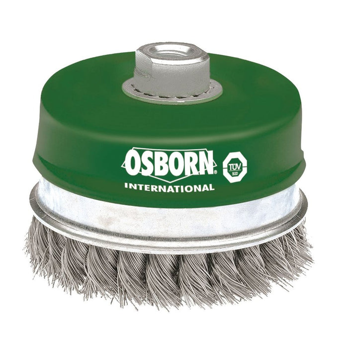 Osborn Cepillo taza acero de alambre trenzado con tuerca M14 y filamento Ø 0.50 mm (120x(25+25) )