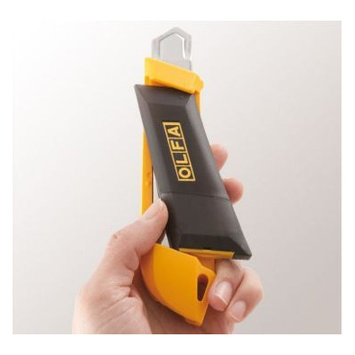 Olfa Cúter con bloqueo automático, contenedor/troceador de cuchillas incorporado en el mango y cuchilla de 18 mm
