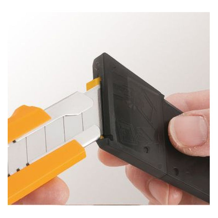 Olfa Cúter con bloqueo automático, contenedor/troceador de cuchillas incorporado en el mango y cuchilla de 18 mm
