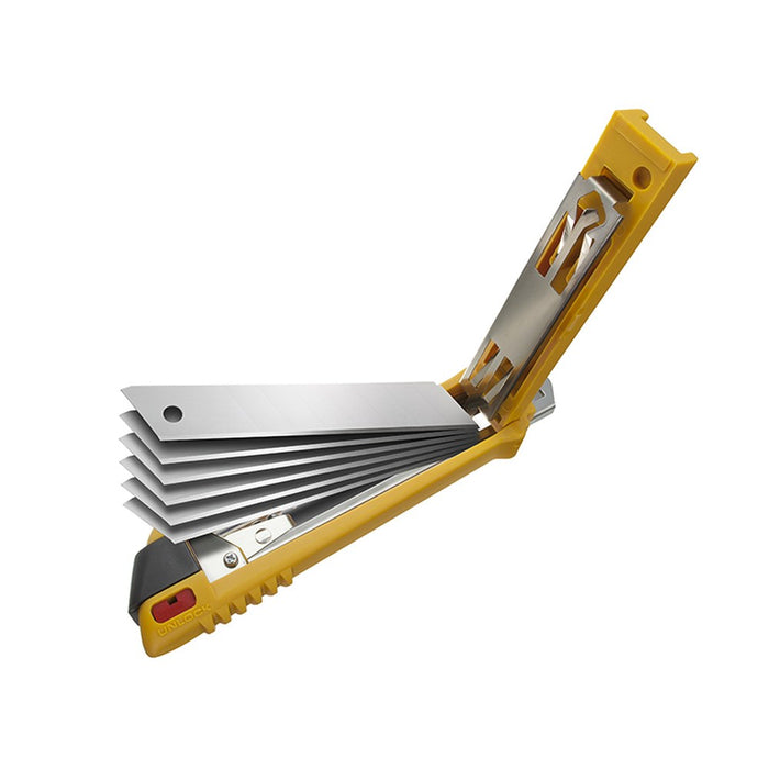 Olfa Cúter con bloqueo automático, mecanismo de cambio automático de cuchilla con cargador para 6 cuchillas y cuchilla de 18 mm