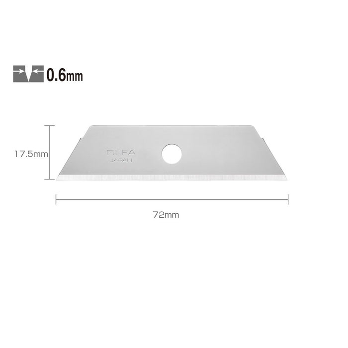 Olfa Pack de 50 cuchillas trapezoidales 72x17,5 mm plateadas