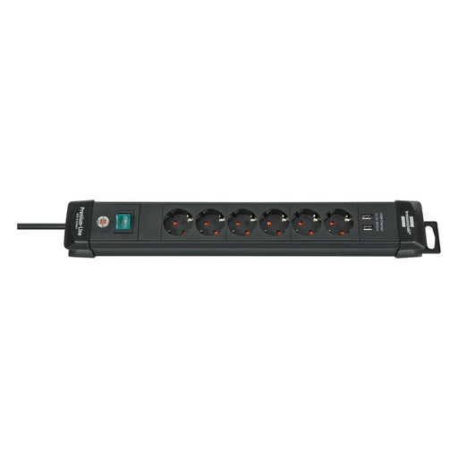 Brennenstuhl Base múltiple Premium-Line con varias posibilidad de instalación y fijación (6 tomas + 2 puertos USB)