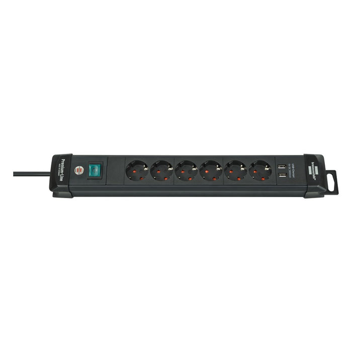 Brennenstuhl Base múltiple Premium-Line con varias posibilidad de instalación y fijación (6 tomas + 2 puertos USB)