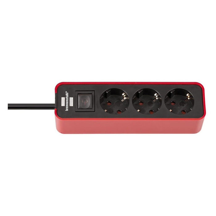 Brennenstuhl Base múltiple Ecolor roja/ negra con diseño compacto (3 tomas)