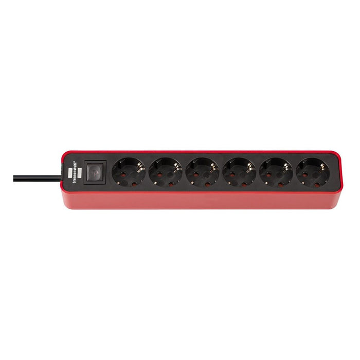 Brennenstuhl Base múltiple Ecolor roja/ negra con diseño compacto (3 tomas)