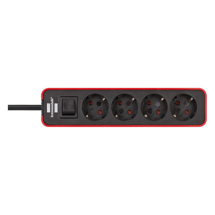 Brennenstuhl Base múltiple Ecolor roja/ negra con diseño compacto (3 tomas)