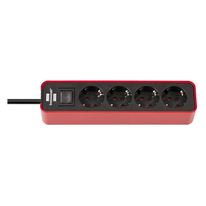 Brennenstuhl Base múltiple Ecolor roja/ negra con diseño compacto (4 tomas)