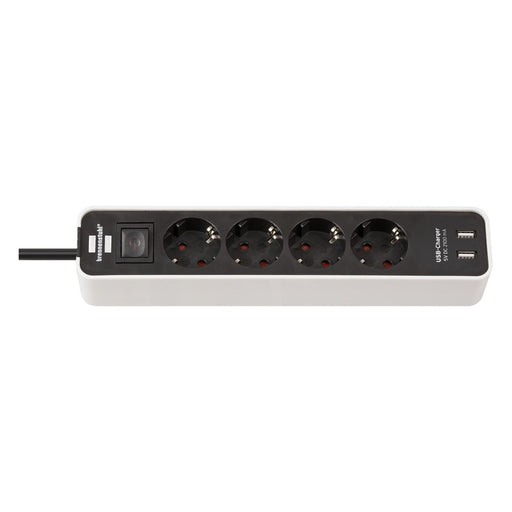 Brennenstuhl Base múltiple Ecolor con diseño compacto y puertos USB (color blanco/ negro)