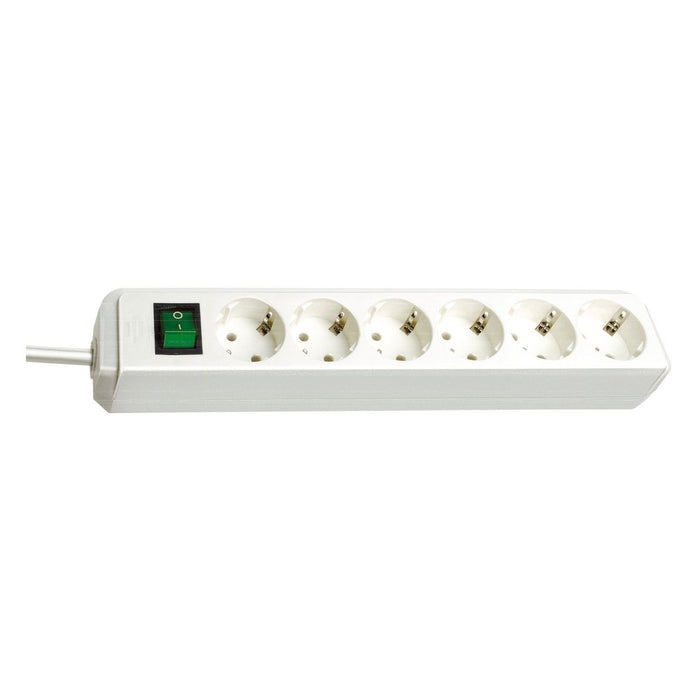 Brennenstuhl Base múltiple Eco-Line blanca con interruptor (6 tomas y 3 m)