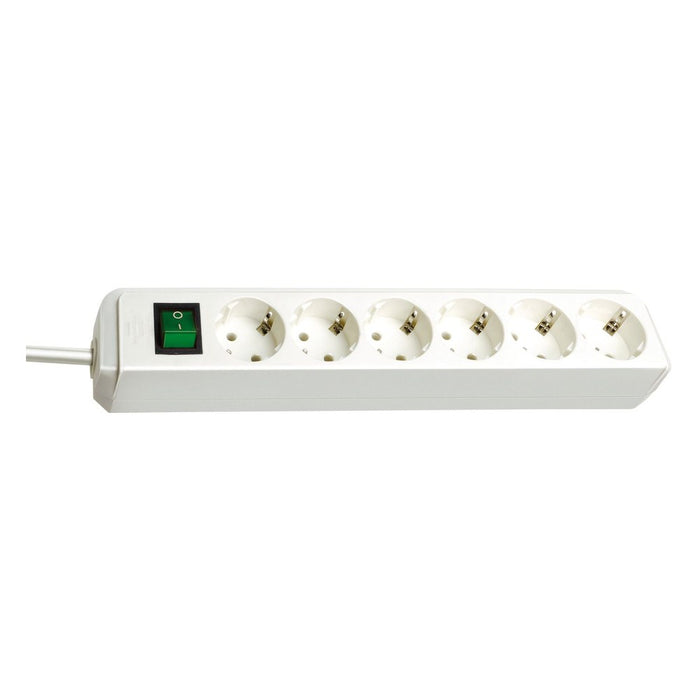 Brennenstuhl Base múltiple Eco-Line blanca con interruptor (6 tomas y 3 m)