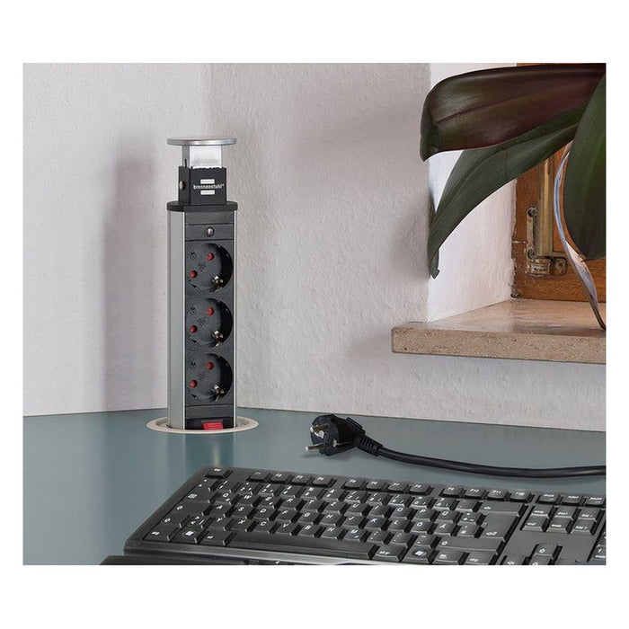 Brennenstuhl Base múltiple retráctil para mesas Tower Power