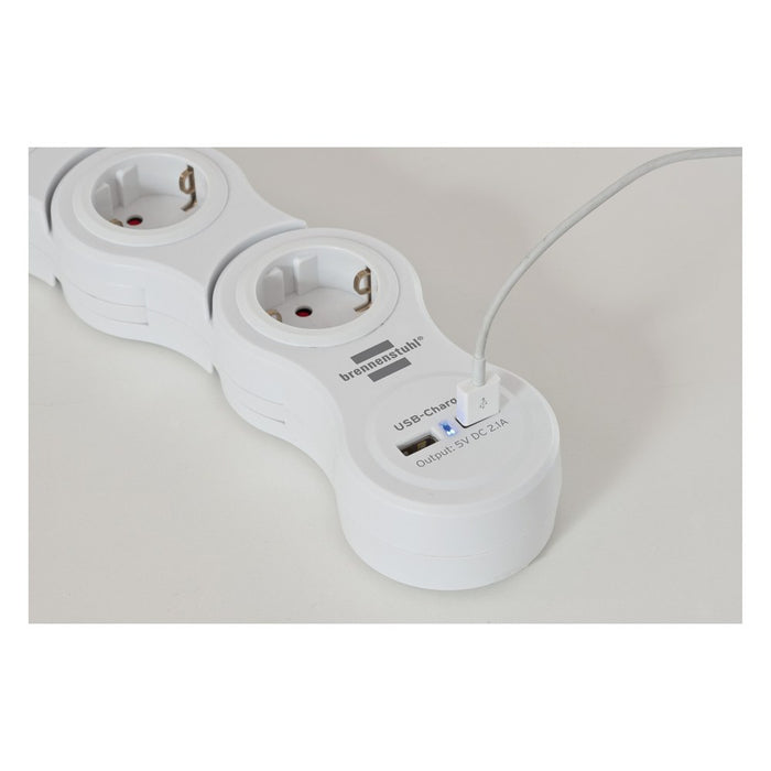 Brennenstuhl Base múltiple maniobrable Vario-Power con puertos USB