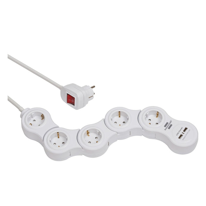 Brennenstuhl Base múltiple maniobrable Vario-Power con puertos USB