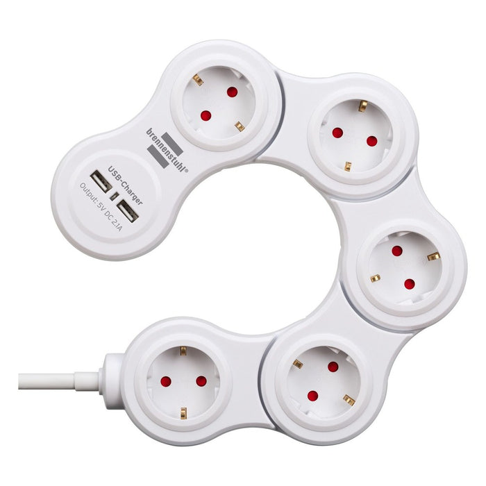 Brennenstuhl Base múltiple maniobrable Vario-Power con puertos USB