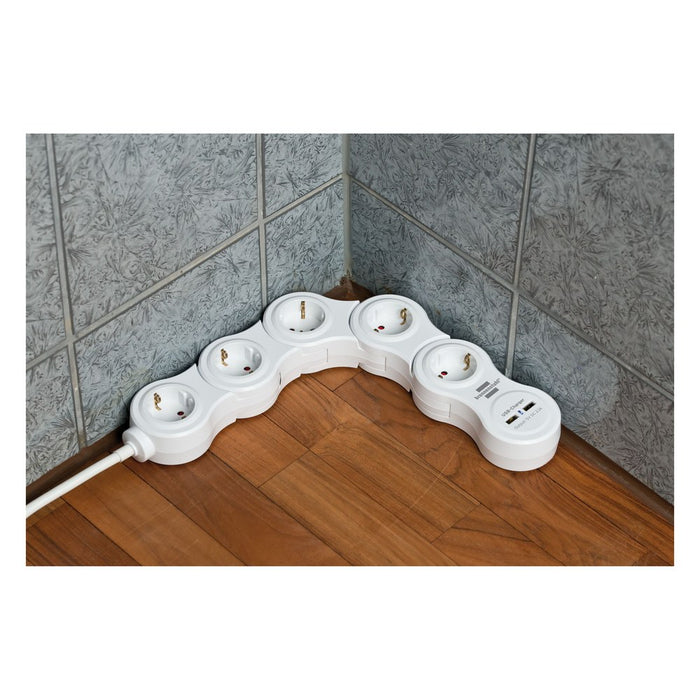 Brennenstuhl Base múltiple maniobrable Vario-Power con puertos USB