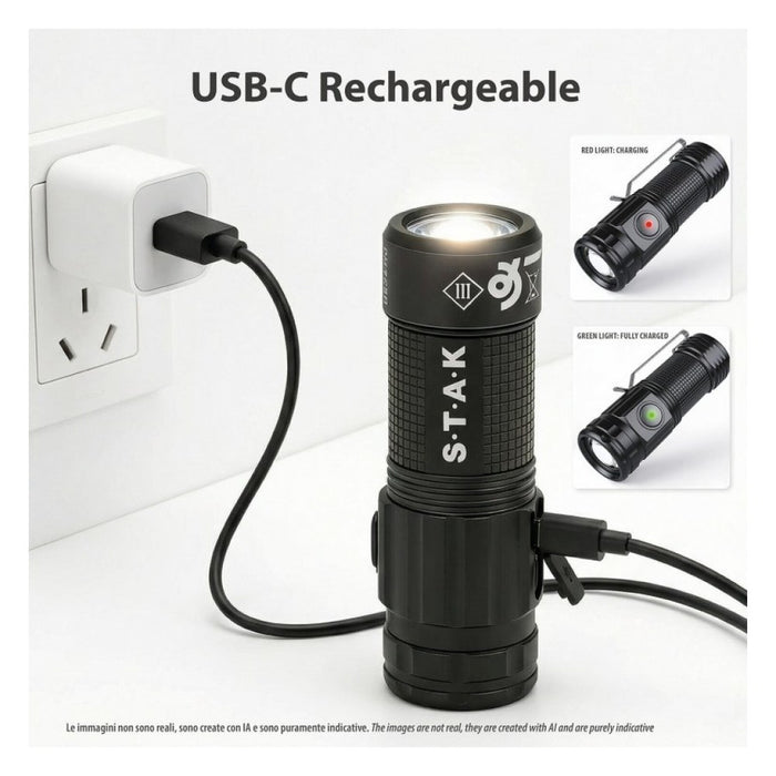 STAK Linterna LED recargable MIGHTY MIKE 15W/ 1500lm IPX4