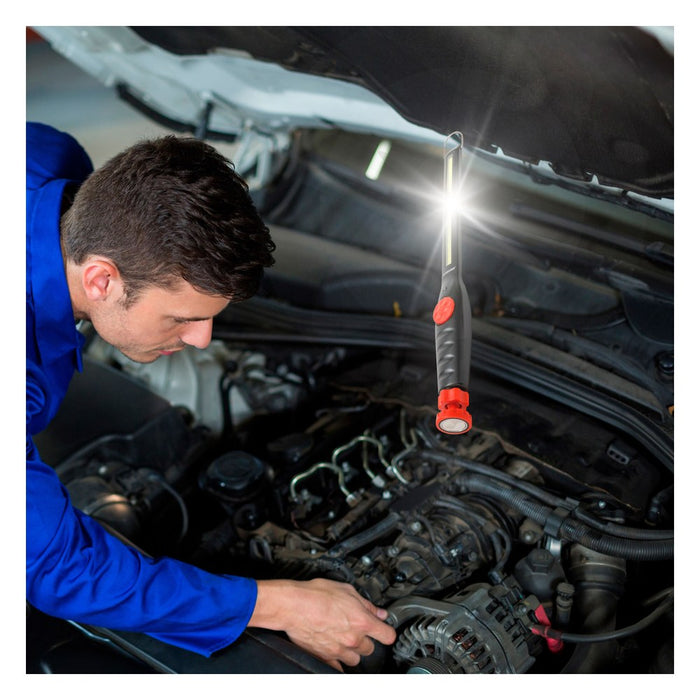 Velamp Luz de trabajo recargable delgada LED COB de 3 W con base magnética giratoria BLACKMAN
