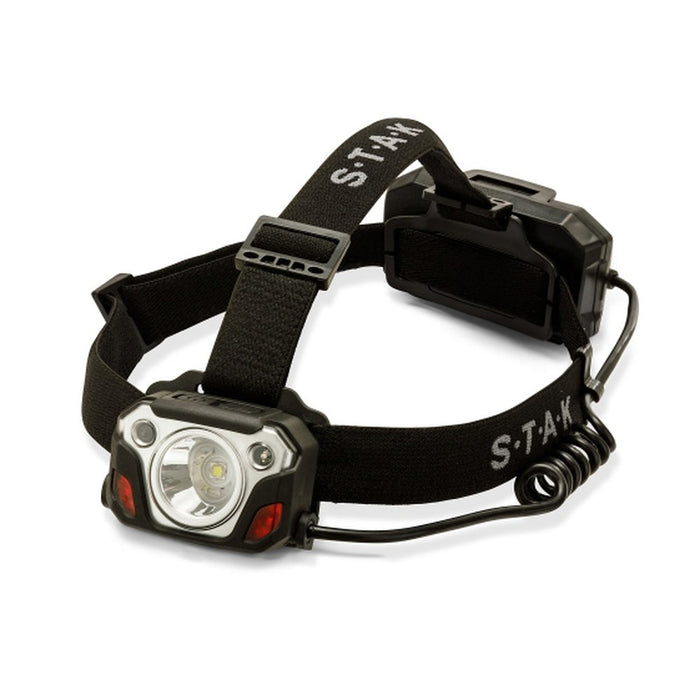 STAK Linterna frontal recargable de 10W, 1200 lúmenes, con reflector CAESAR