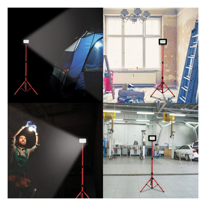Velamp Foco de trabajo LED SMD IP65 50W negro 4000K con trípode y cable de 3m WAINGRO + TRÍPODE
