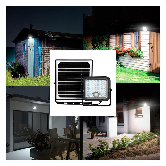 Velamp Proyector LED con detector de presencia y panel solar remoto CUBE 1.500 lm