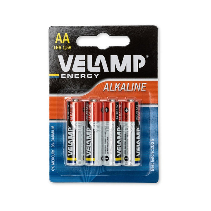 Lote de 10 unidades Velamp Pilas alcalinas AA de 1,5V Stilo LR6 (x8 uds)