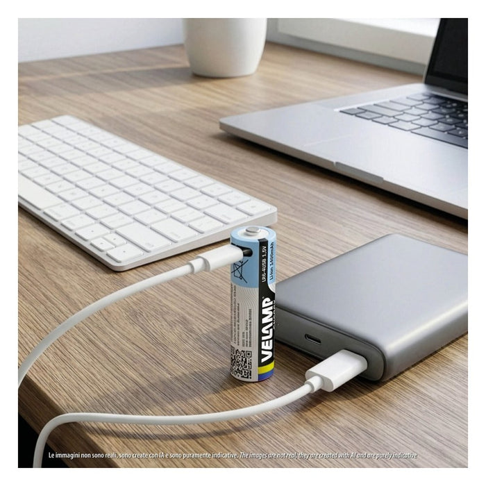 Velamp Pack de 4 pilas AA litio recargables USB-C 1400 mAh