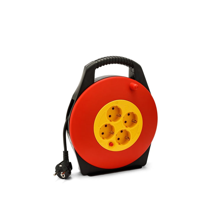 Velamp Enrollacables doméstico 4 tomas Schuko estándar, cable H05VV-F 3G1,0mm2 (10m)
