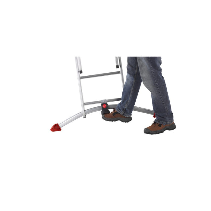 Hailo Escalera aluminio combinada 3 tramos con estabilizador curvo ProfiLOT Combi (2x6 + 1x5 peldaños)