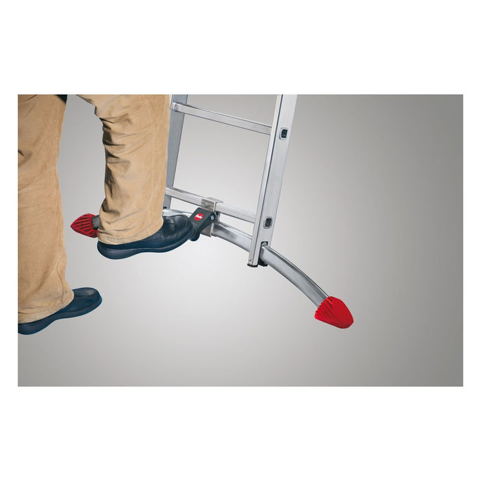 Hailo Escalera aluminio combinada 3 tramos con estabilizador curvo ProfiLOT Combi (2x6 + 1x5 peldaños)