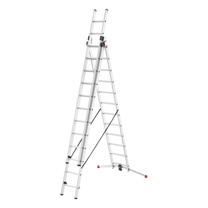 Hailo Escalera aluminio combinada 3 tramos con estabilizador curvo ProfiLOT Combi (3x12 peldaños)
