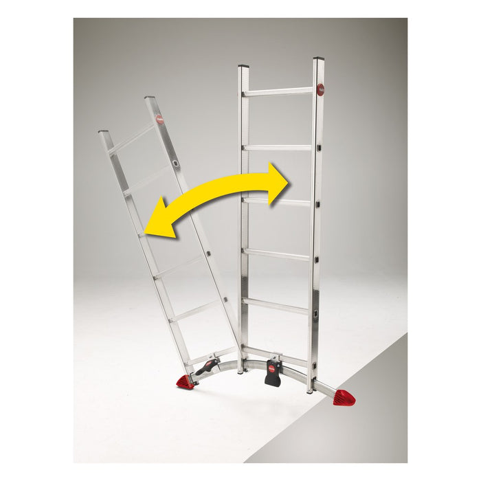 Hailo Escalera aluminio combinada 3 tramos con estabilizador curvo ProfiLOT Combi (3x12 peldaños)