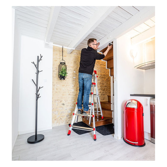 Hailo Escalera aluminio telescópica multiposición ProfiStep Multi con estabilizador (6+6 peldaños)