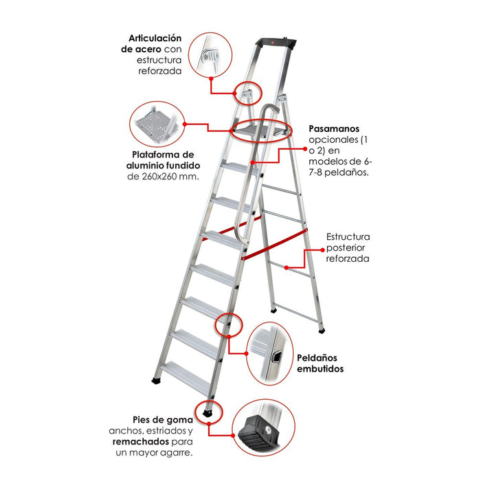 Hailo Escalera de tijera profesional Alu PRO (4 peldaños)