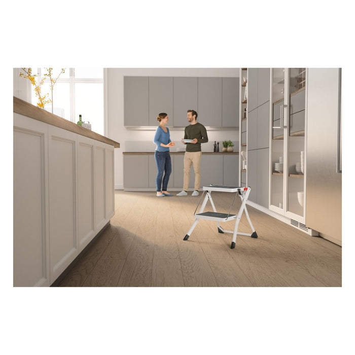 Hailo Taburete de acero MK60 StandardLine Blanco (2 peldaños)