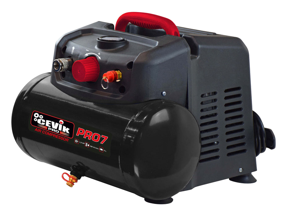 COMPRESOR MONOBLOCK CEVIK PRO 6 LITROS 1,5HP SIN ACEITE CA-PRO7N
