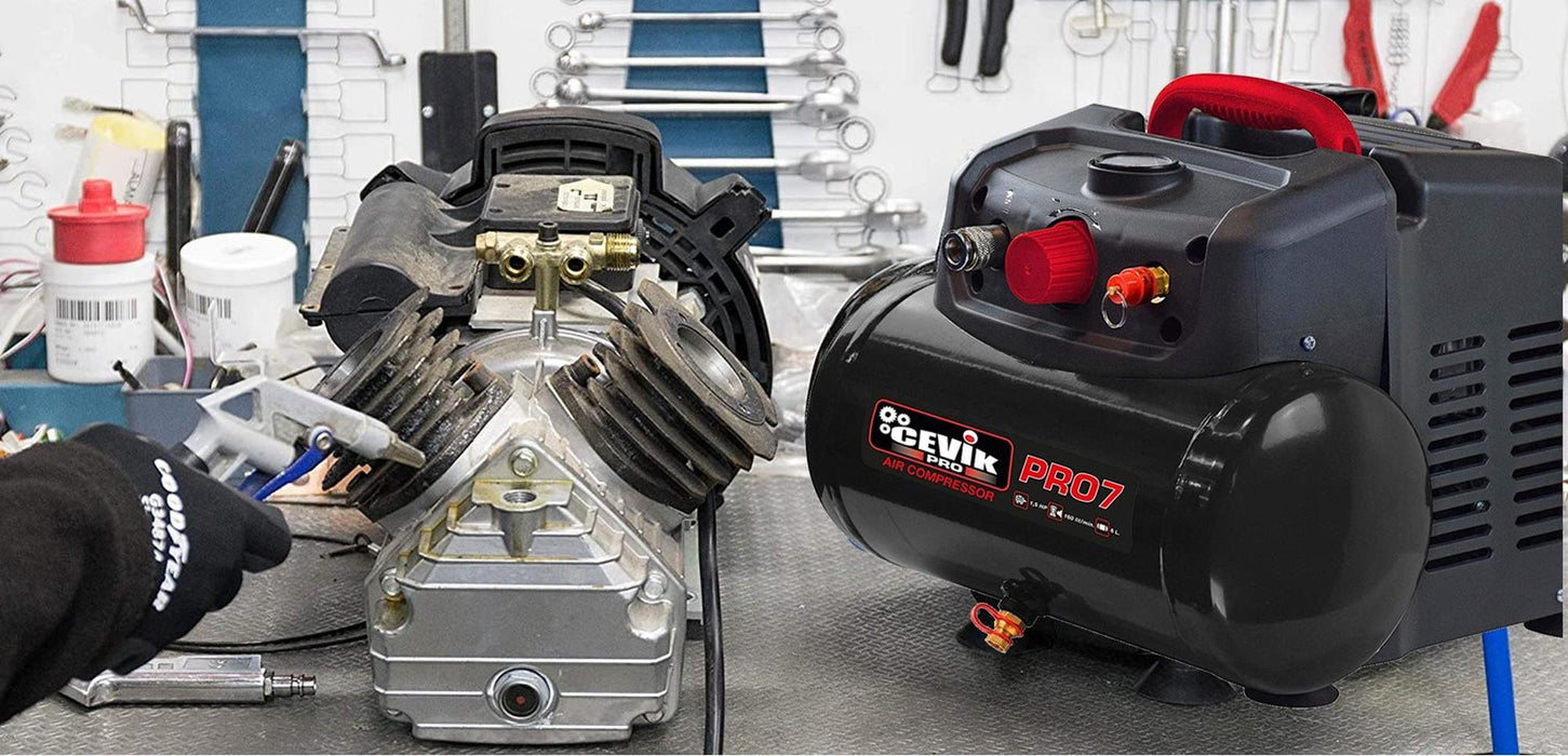 COMPRESOR MONOBLOCK CEVIK PRO 6 LITROS 1,5HP SIN ACEITE CA-PRO7N