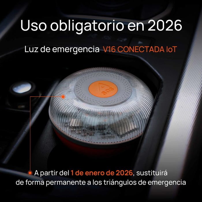 Baliza FlashLED SOS V16  Conectada a la DGT con Telefonica + App SOS Alert