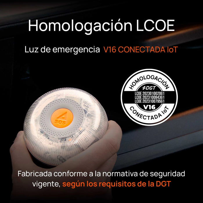 Baliza FlashLED SOS V16  Conectada a la DGT con Telefonica + App SOS Alert