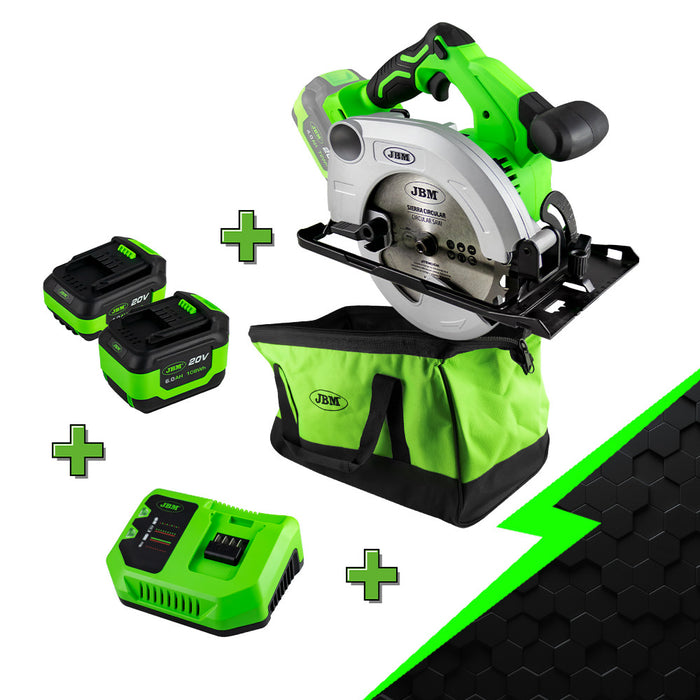 PROMO ELÉCTRICA CON SIERRA CIRCULAR 60007 + BATERÍA 4.0AH + BATERÍA 6.0AH + CARGADOR 20V + MOCHILA