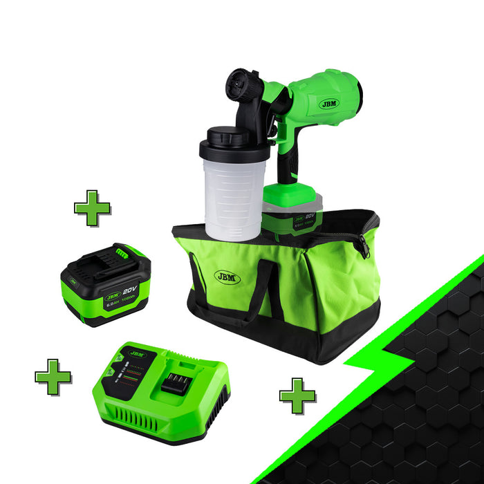 PROMO PULVERIZADOR DE PINTURA A BATERÍA + BATERIA 6AH + CAGADOR 20V + BOLSA DE HERRAMIENTAS