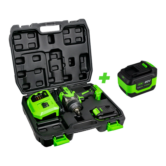 PISTOLA DE IMPACTO BRUSHLESS A BATERIA 1/2" CON MALETIN + 60015