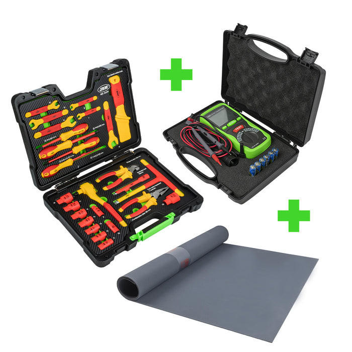 PROMO ESTUCHE DE HERRAMIENTAS AISLADAS + MEDIDOR DE AISLAMIENTO + ALFOMBRA AISLANTE CLASE 0
