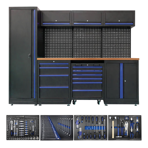 CONJUNTO DE MUEBLES AZUL(18 PCS) + SET DE 4 MÓDULOS EVA CARBONO AZUL