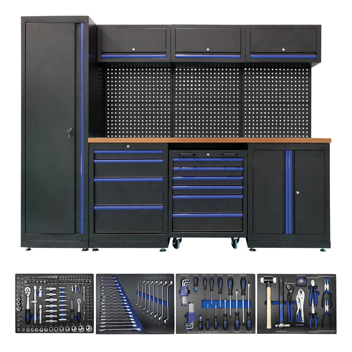 CONJUNTO DE MUEBLES AZUL(18 PCS) + SET DE 4 MÓDULOS EVA CARBONO AZUL